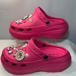 Rouge Heliu Size 10 Pink Embellished Womens Clogs Platform Shoes Sandals Outdoor